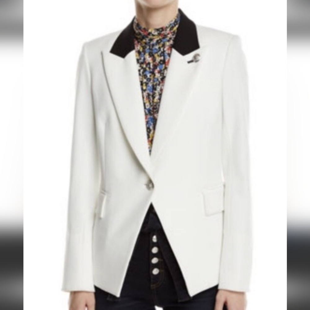 Veronica Beard Fergus Ivory Blazer with Dark Trim Tuxedo Dickey